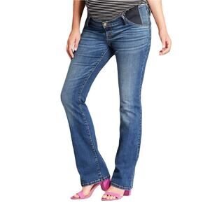 INGRID + ISABEL Jeans 12 Maternity Stretch-Panel Bootcut Blue Dark Wash